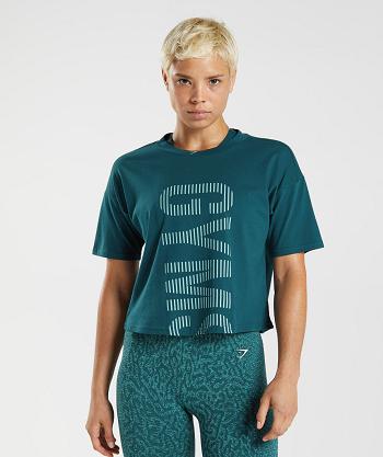 Dámské T Shirts Gymshark 315 Midi Tyrkysové Blankyt | CZ 3256YXF
